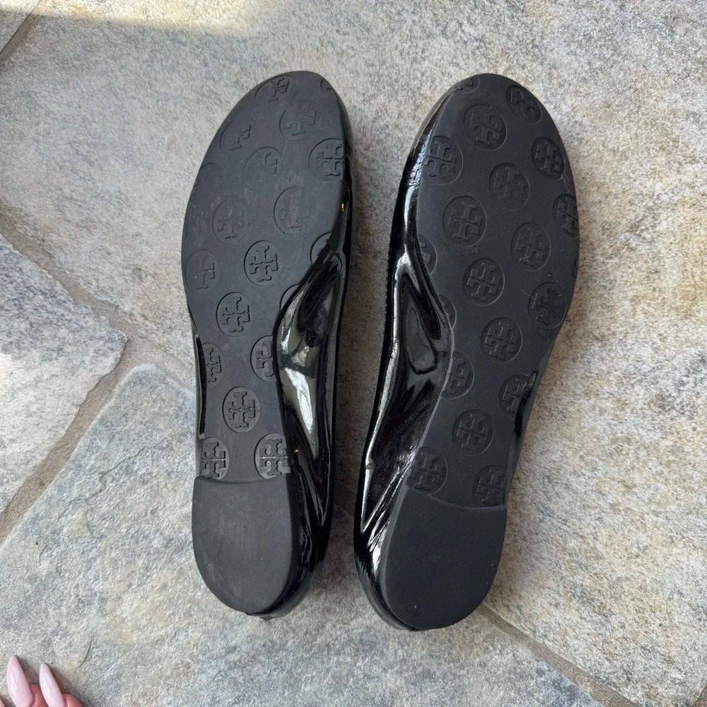 Tory Burch REVA Black Patent Leather Ballet Flats Size 6‎